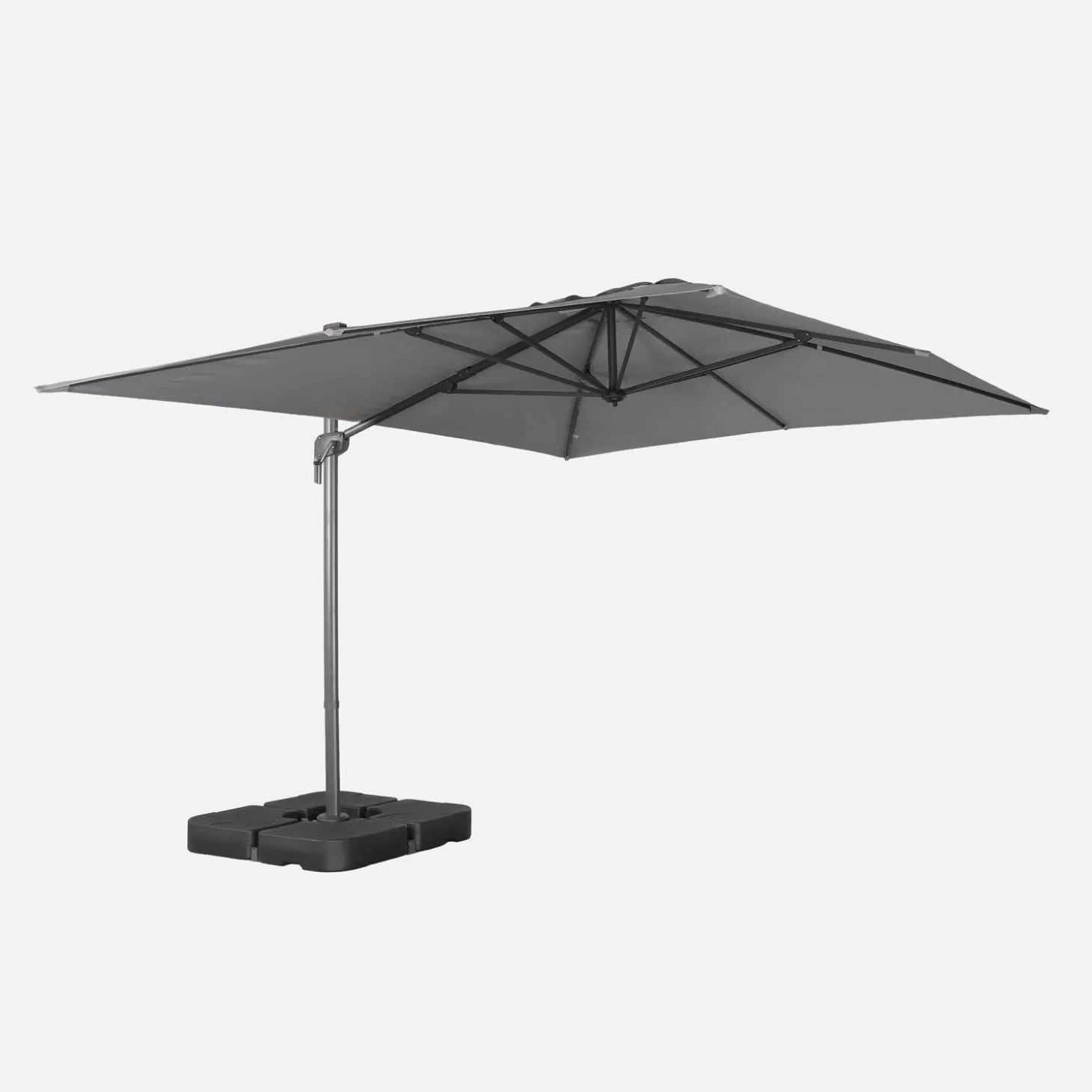 Rectangular cantilever parasol 3x4m + weight slabs 50x50cm