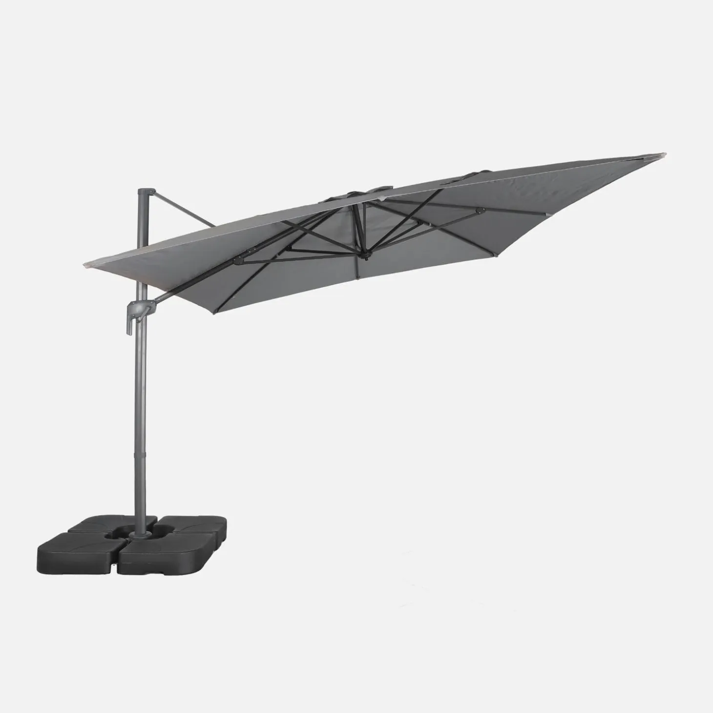 Rectangular cantilever parasol 3x4m + weight slabs 50x50cm