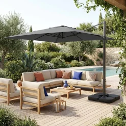 Rectangular cantilever parasol 3x4m + weight slabs 50x50cm