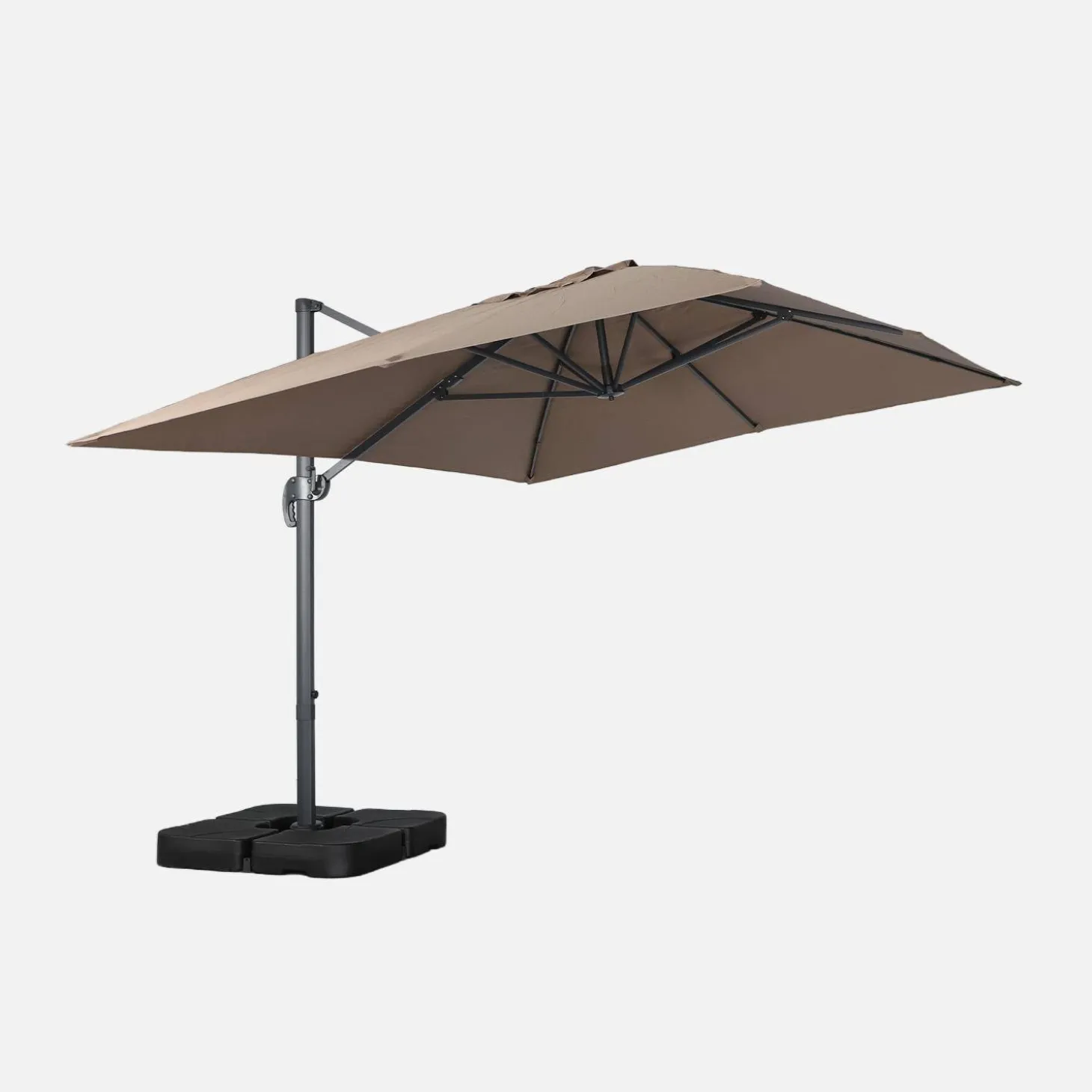 Rectangular cantilever parasol 3x4m + 50x50cm ballast slabs