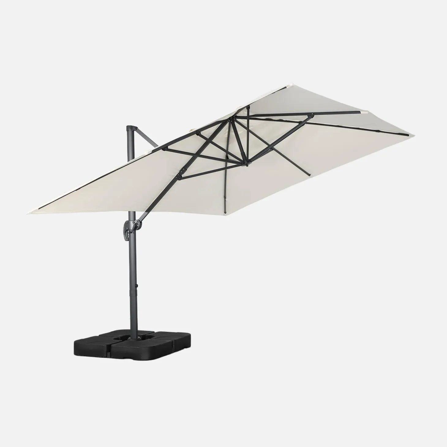 Rectangular cantilever parasol 3x4m + 50x50cm ballast slabs