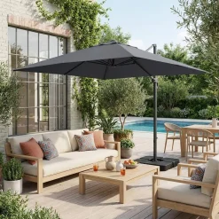 Rectangular cantilever parasol 3x4m + 50x50cm ballast slabs