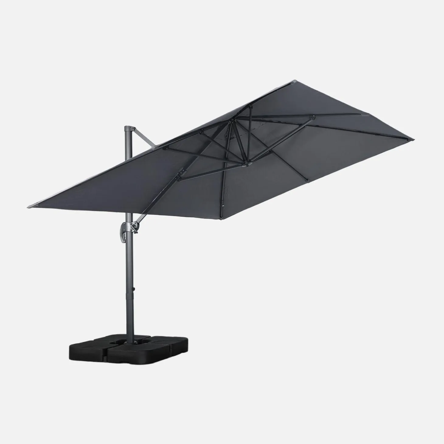 Rectangular cantilever parasol 3x4m + 50x50cm ballast slabs