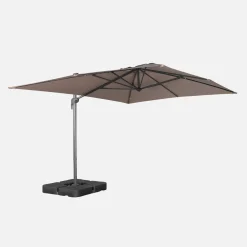 Rectangular cantilever parasol 3x4m +  weight slabs 50x50cm