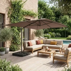 Rectangular cantilever parasol 3x4m +  weight slabs 50x50cm