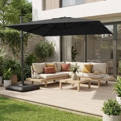 Rectangular cantilever parasol 3x4m + cover and ballast slabs 98x98cm