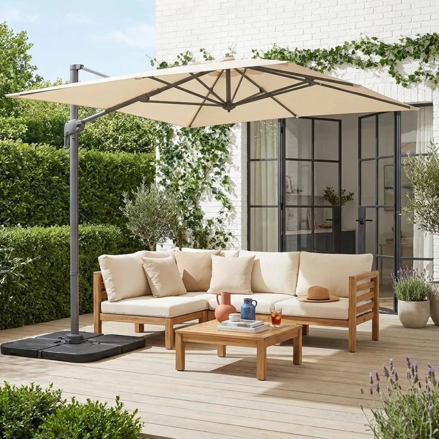 Rectangular cantilever parasol 2x3m + 4 ballast slabs 50x50cm