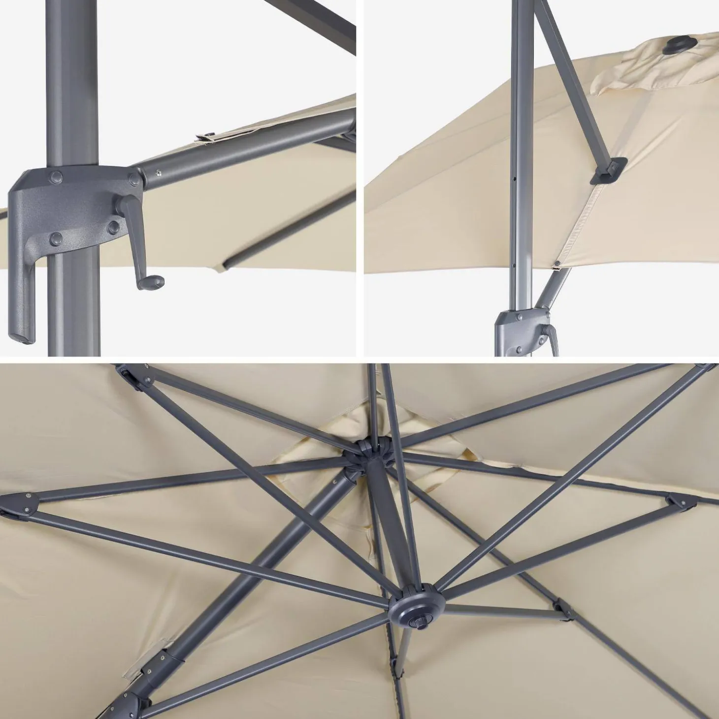 Rectangular cantilever parasol 2x3m + 4 ballast slabs 50x50cm