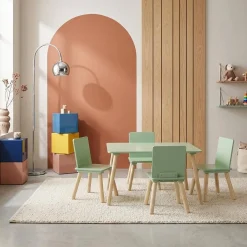 Rectangular children's table 4 chairs pine legs