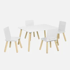 Rectangular children's table 4 chairs pine legs
