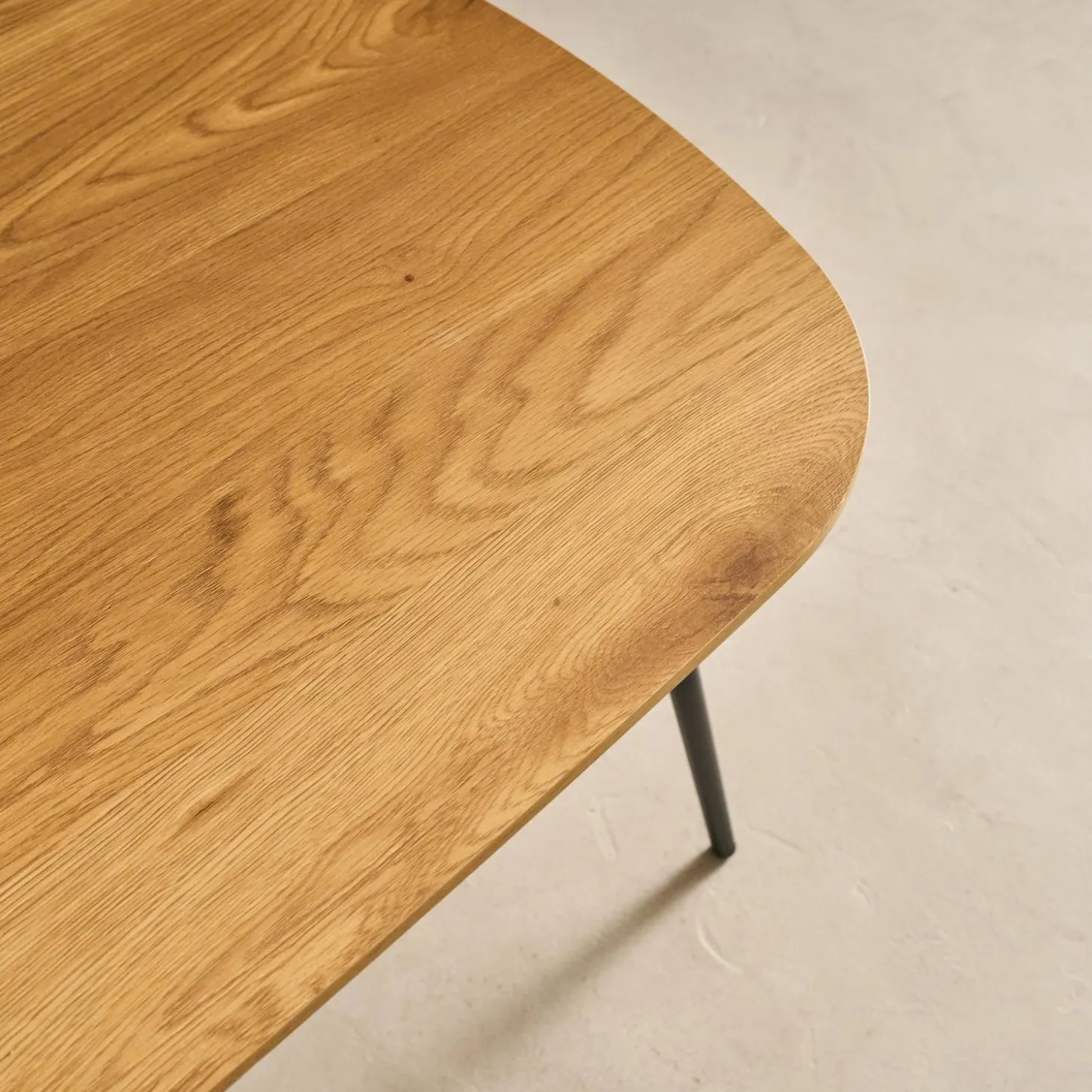 Rectangular coffee table oak effect black metal legs