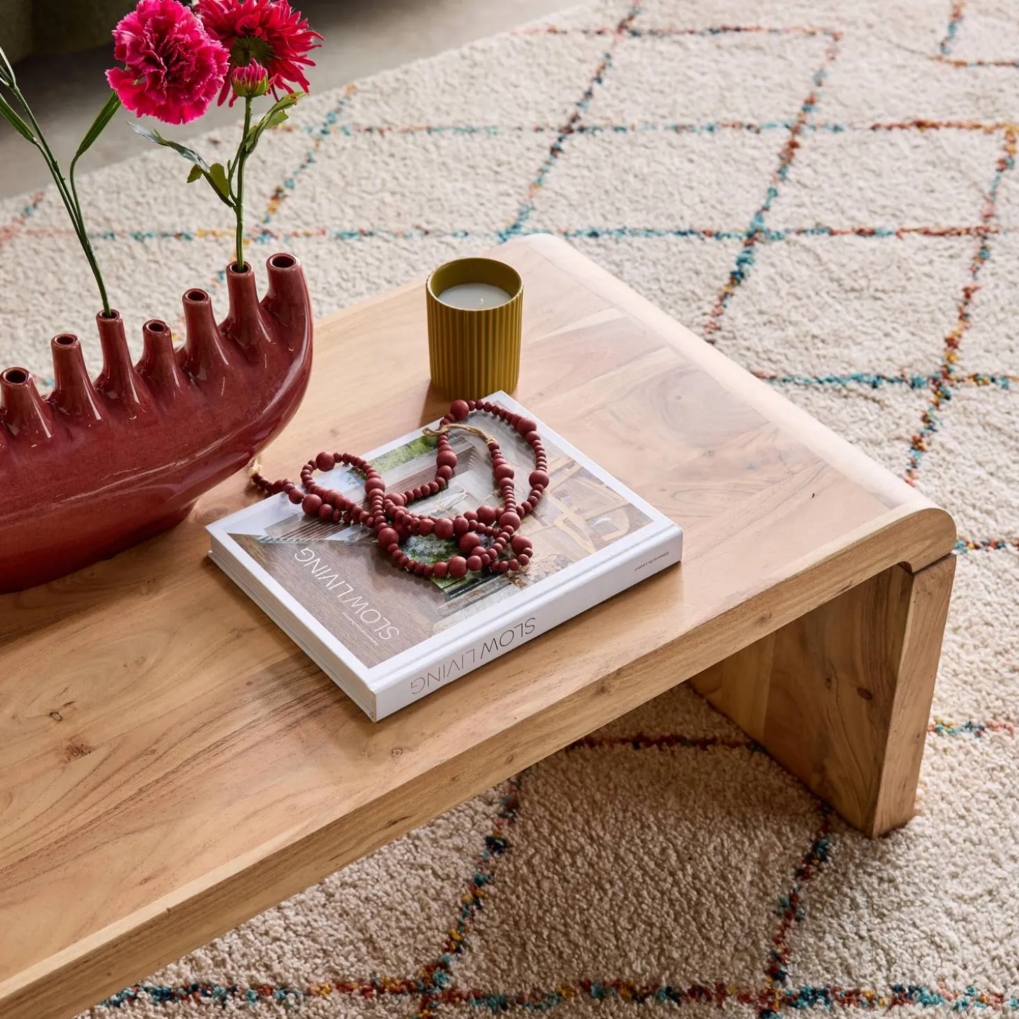 Rectangular coffee table solid acacia wood