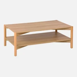 Rectangular coffee table wood decor double tray