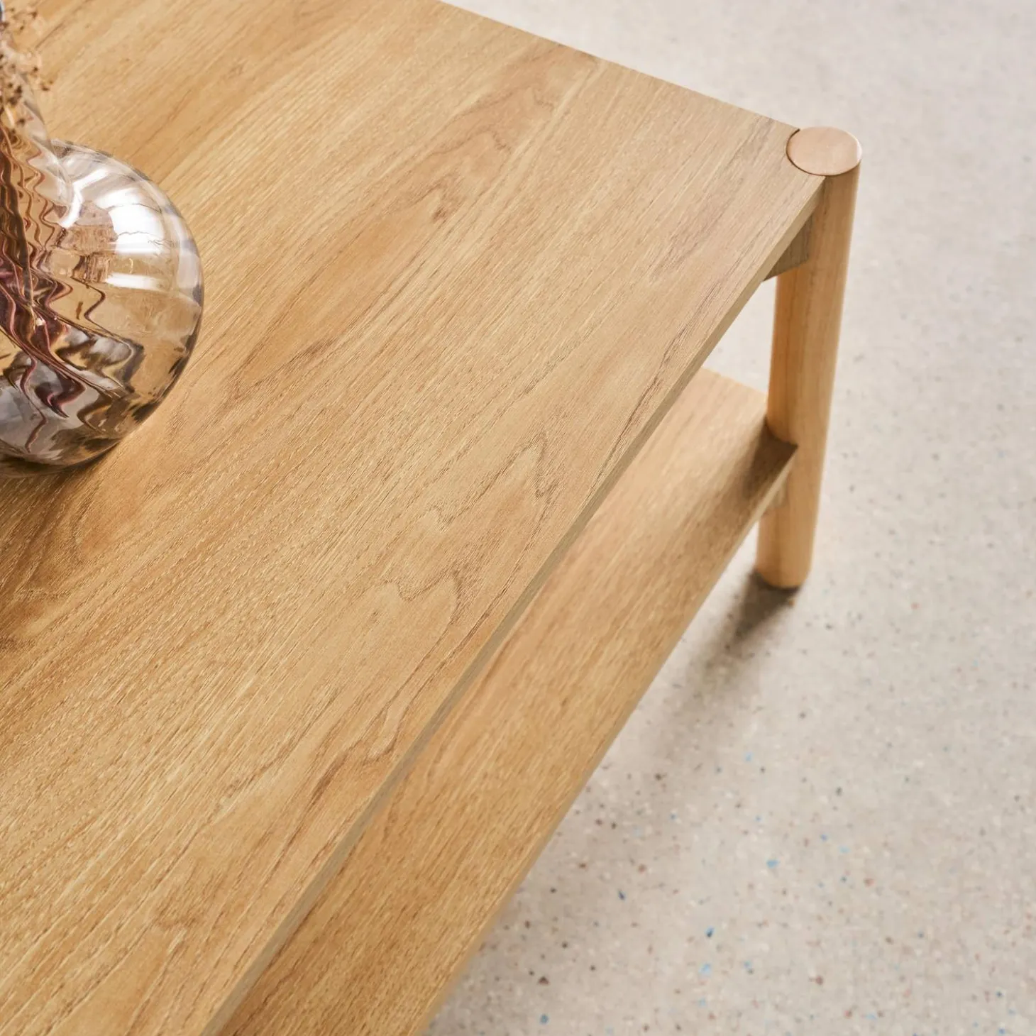 Rectangular coffee table wood decor double tray