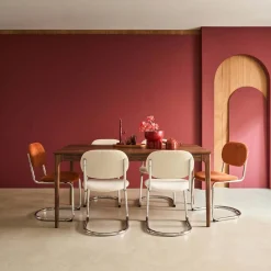 Rectangular dining table extendable rubberwood and ash veneer 6-8 seats