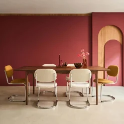 Rectangular dining table extendable rubberwood and ash veneer 6-8 seats