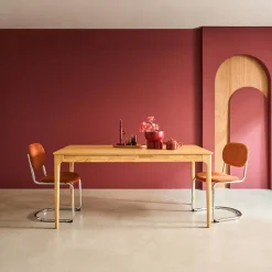 Rectangular dining table extendable rubberwood and ash veneer 6-8 seats