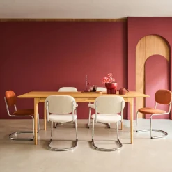 Rectangular dining table extendable rubberwood and ash veneer 6-8 seats