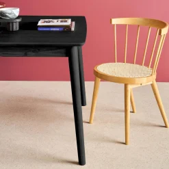Rectangular dining table extendable rubberwood and oak veneer 4-6 seats