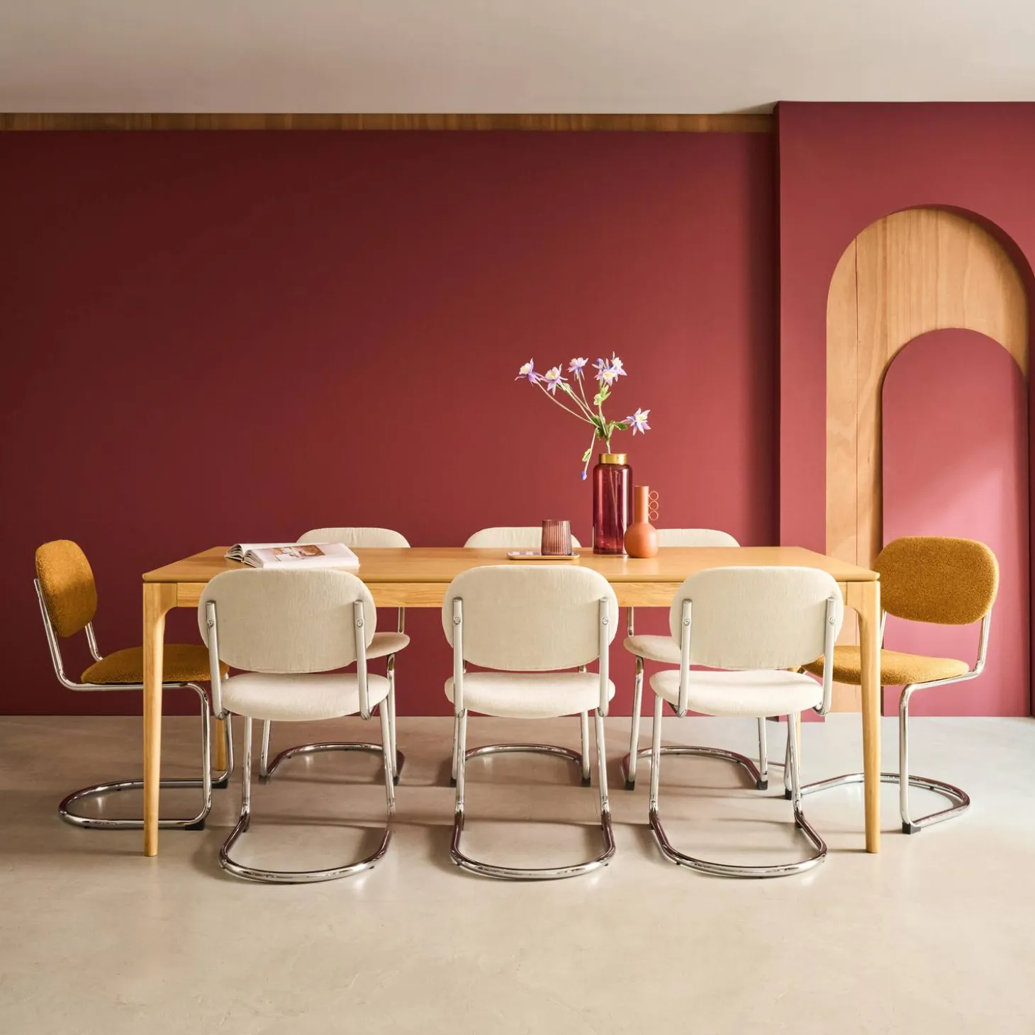 Rectangular dining table rubberwood and ash veneer 8 seats
