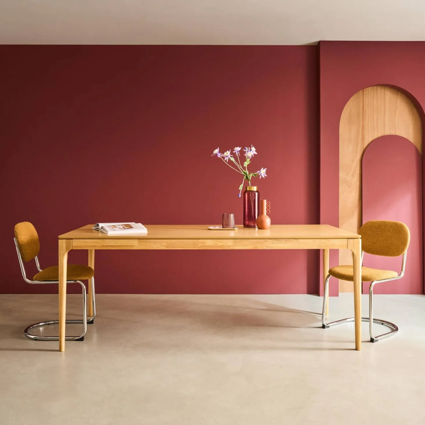 Rectangular dining table rubberwood and ash veneer 8 seats
