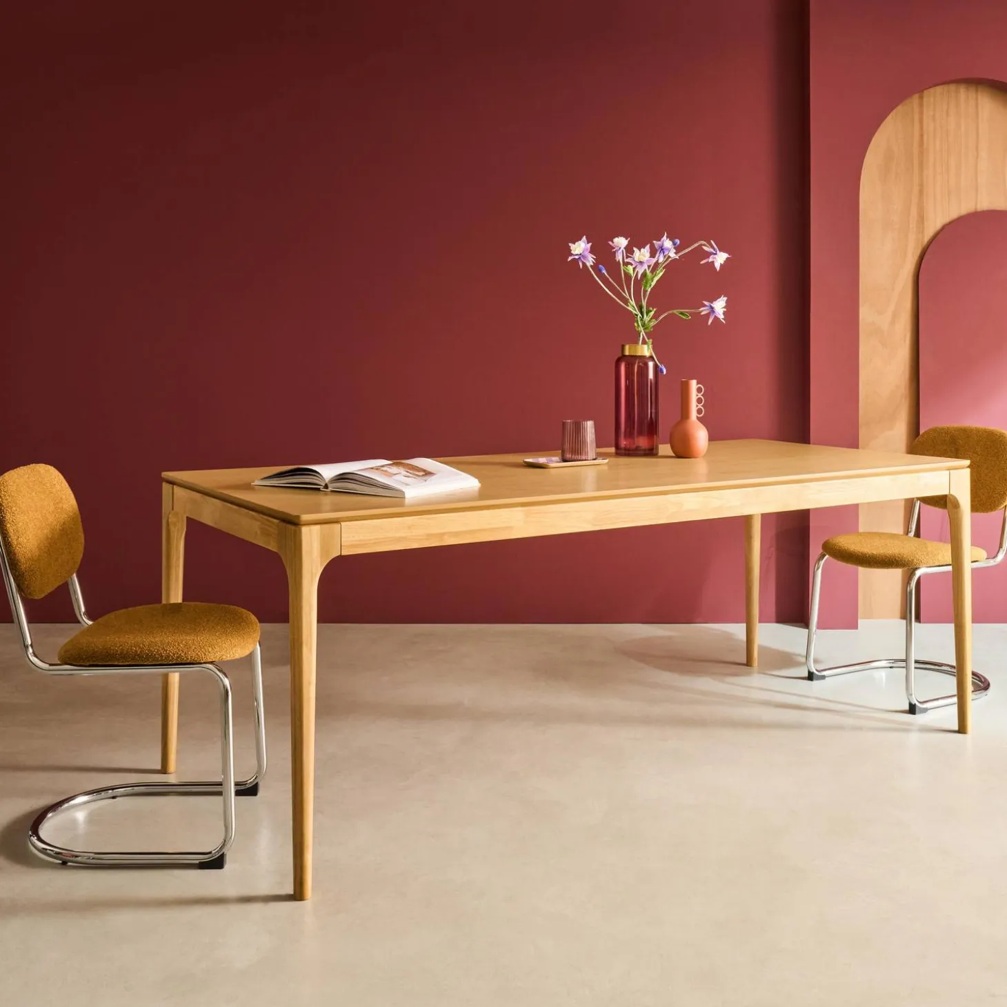 Rectangular dining table rubberwood and ash veneer 8 seats