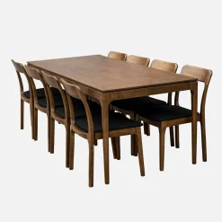 Rectangular dining table rubberwood and ash veneer 8 seats