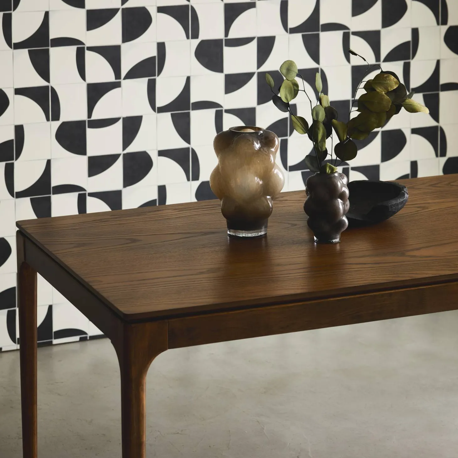 Rectangular dining table rubberwood and ash veneer 8 seats