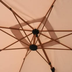 Rectangular offset parasol 3x4m, wood effect mast + 50x50cm ballast slabs
