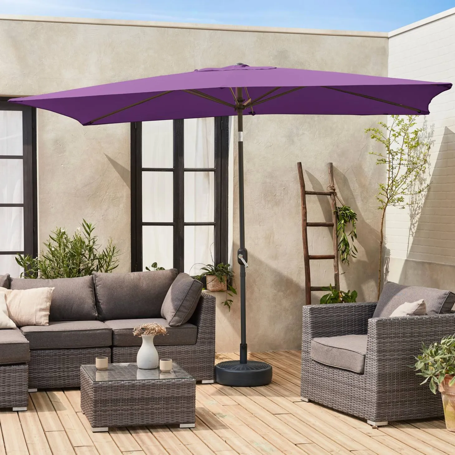 Rectangular parasol 2x3m with central pole