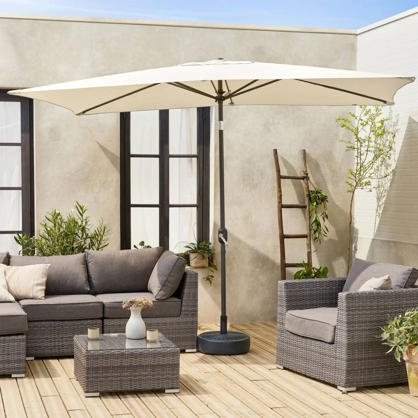 Rectangular parasol 2x3m with central pole