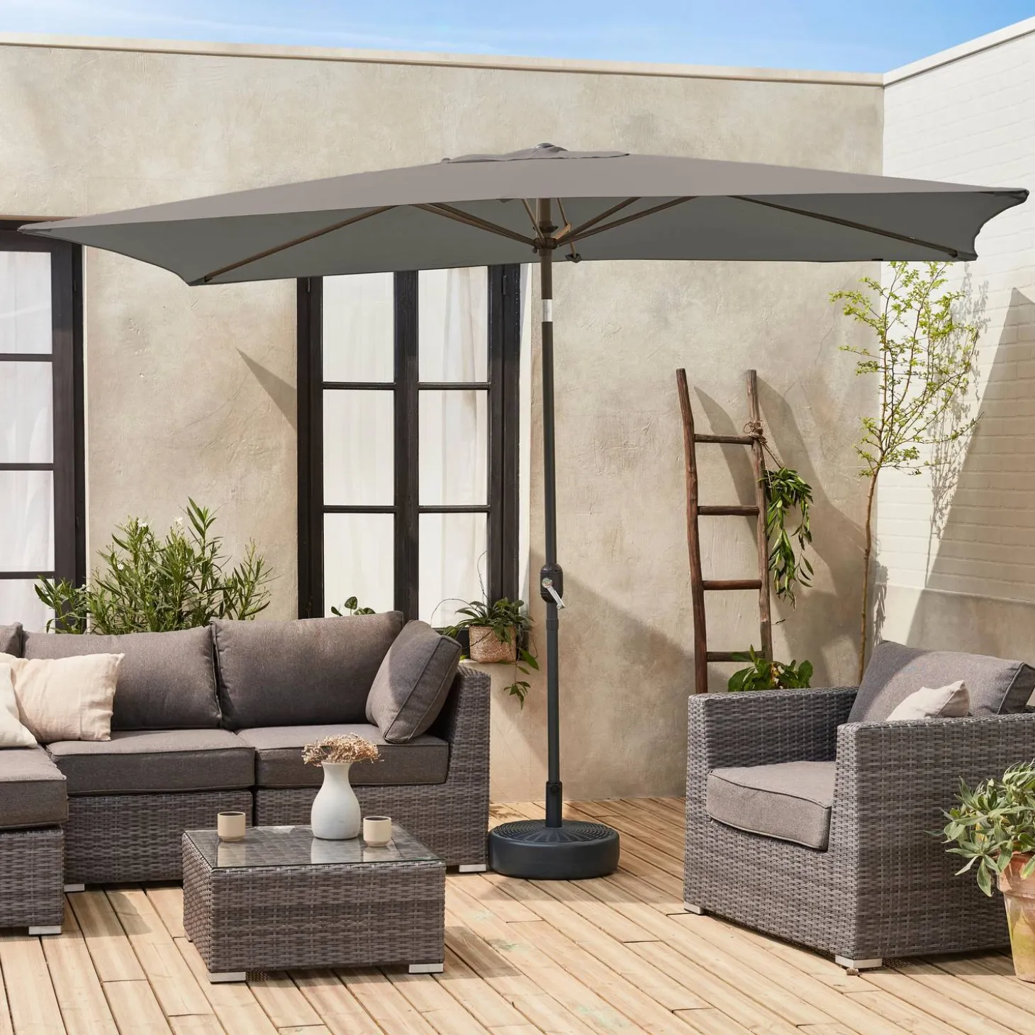 Rectangular parasol 2x3m with central pole