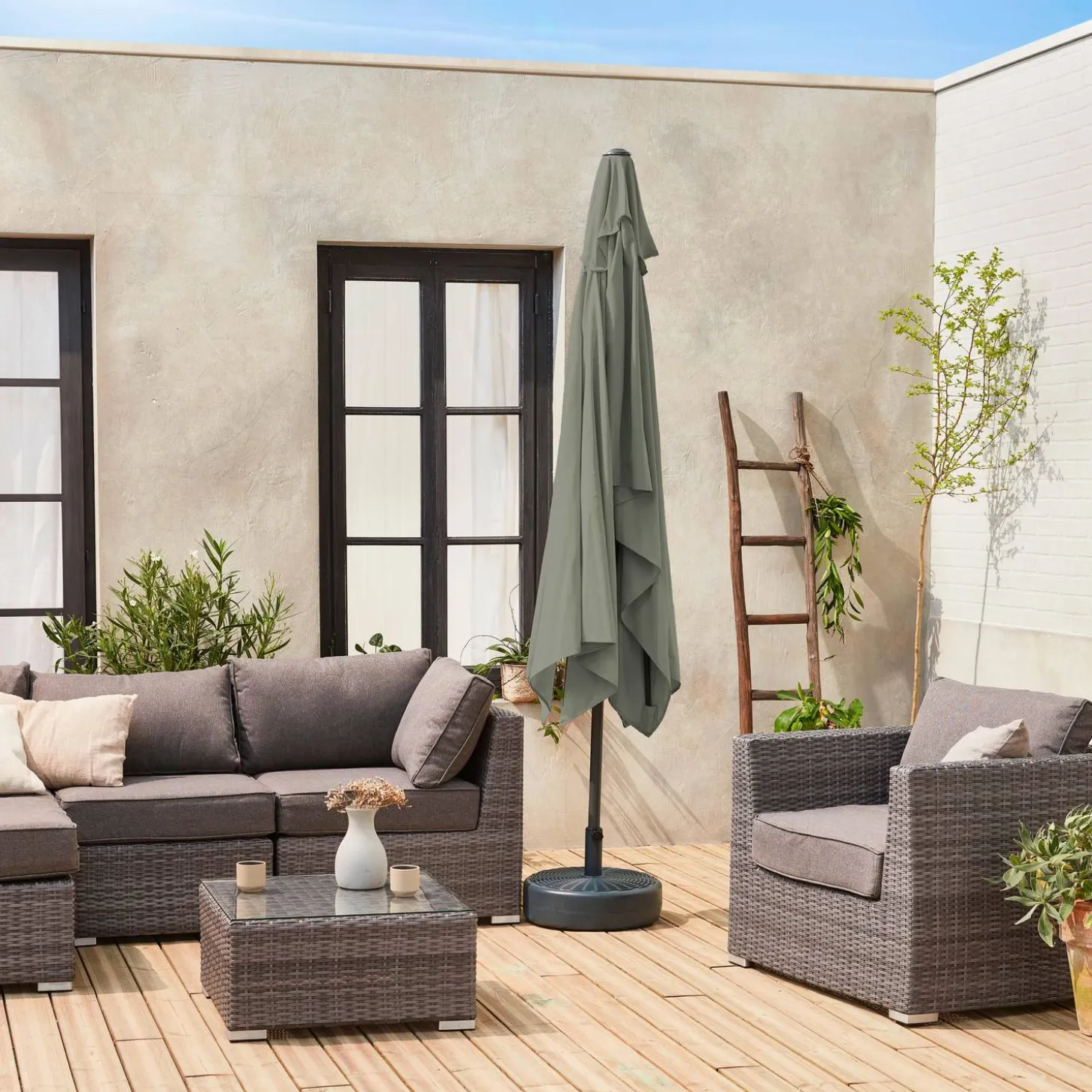 Rectangular parasol 2x3m with central pole