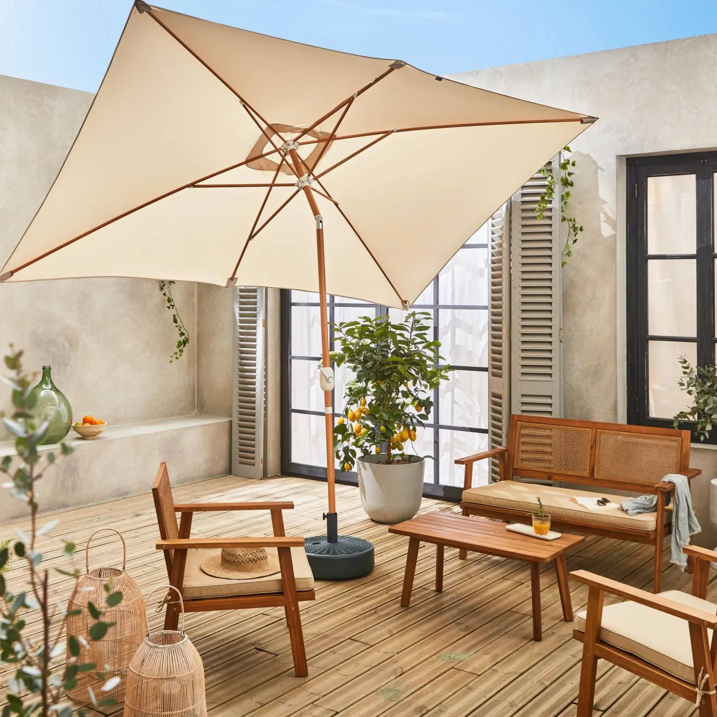 Rectangular parasol 2x3m with central pole