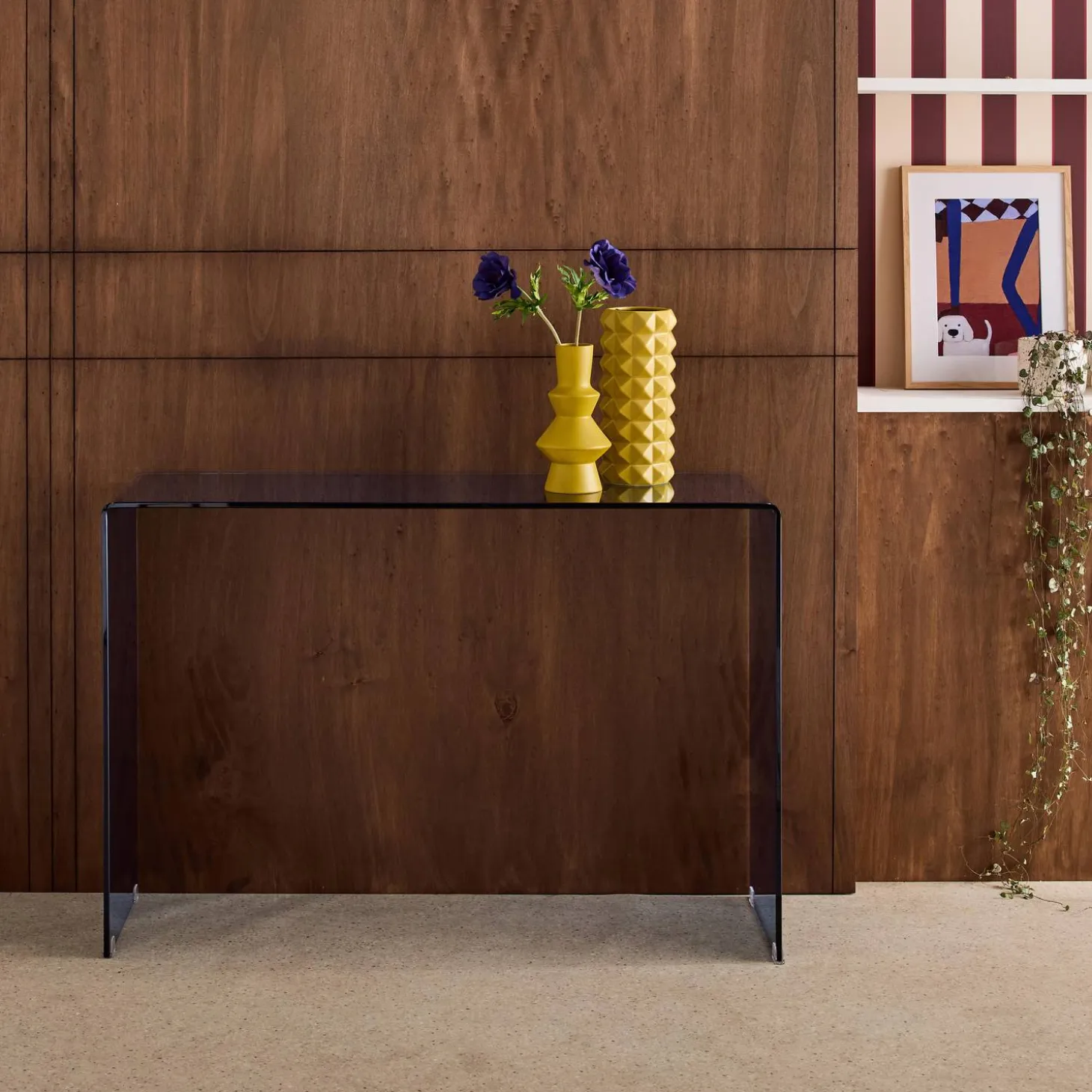 Rectangular tempered glass console