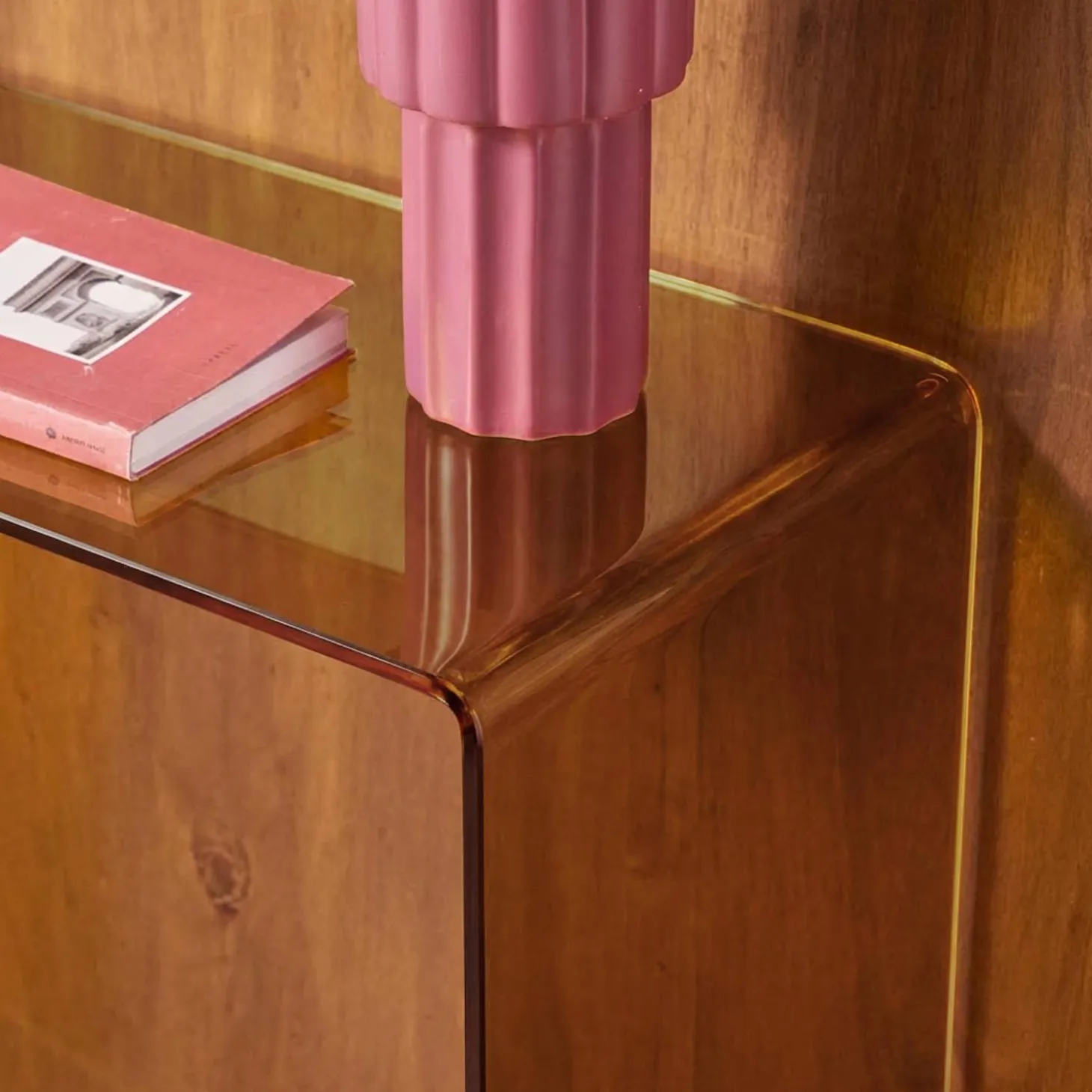 Rectangular tempered glass console
