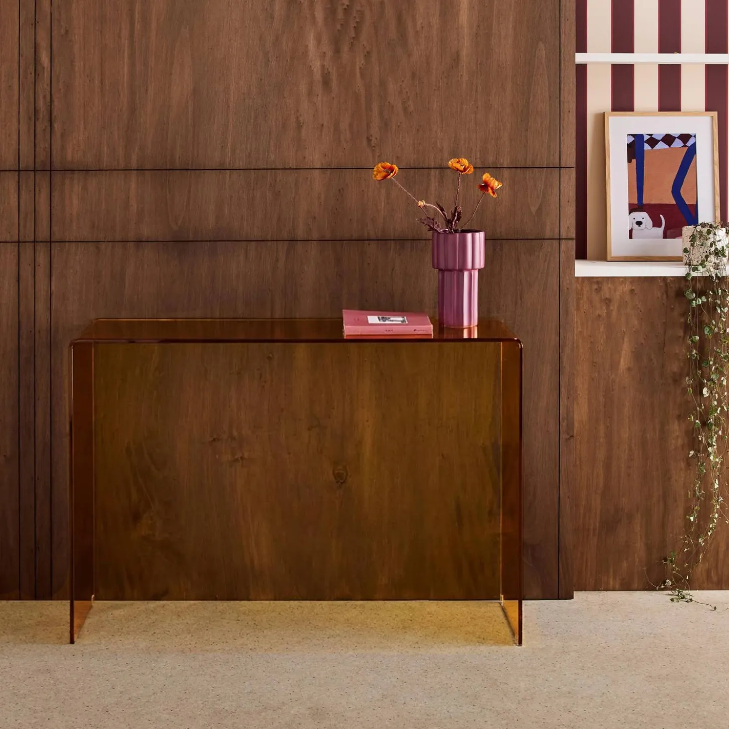 Rectangular tempered glass console