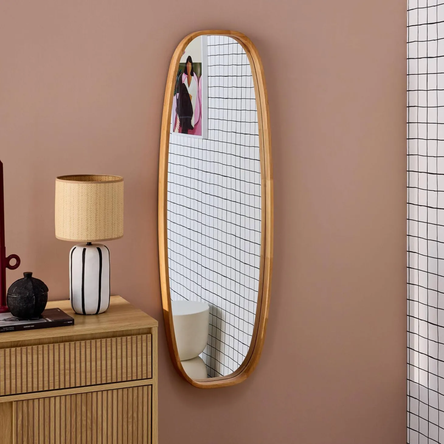 Rectangular wooden mirror