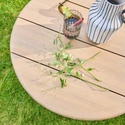 Round acacia wood garden coffee table
