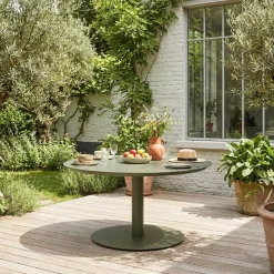 Round aluminum garden table Ø140cm seats 6