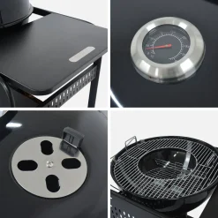 Round charcoal barbecue enamelled steel Ø53cm with trolley
