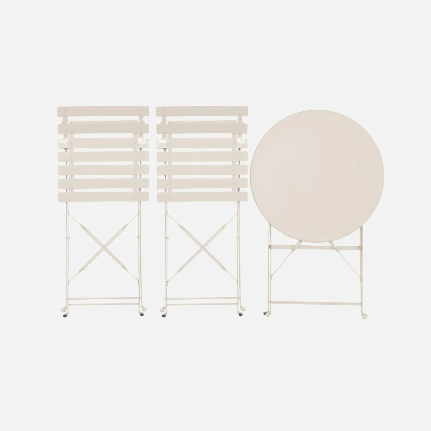 Round folding metal bistro garden table with 2 chairs