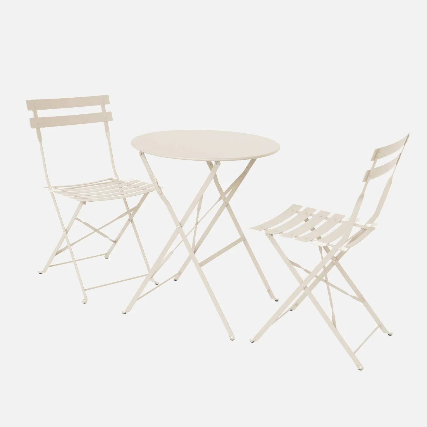 Round folding metal bistro garden table with 2 chairs
