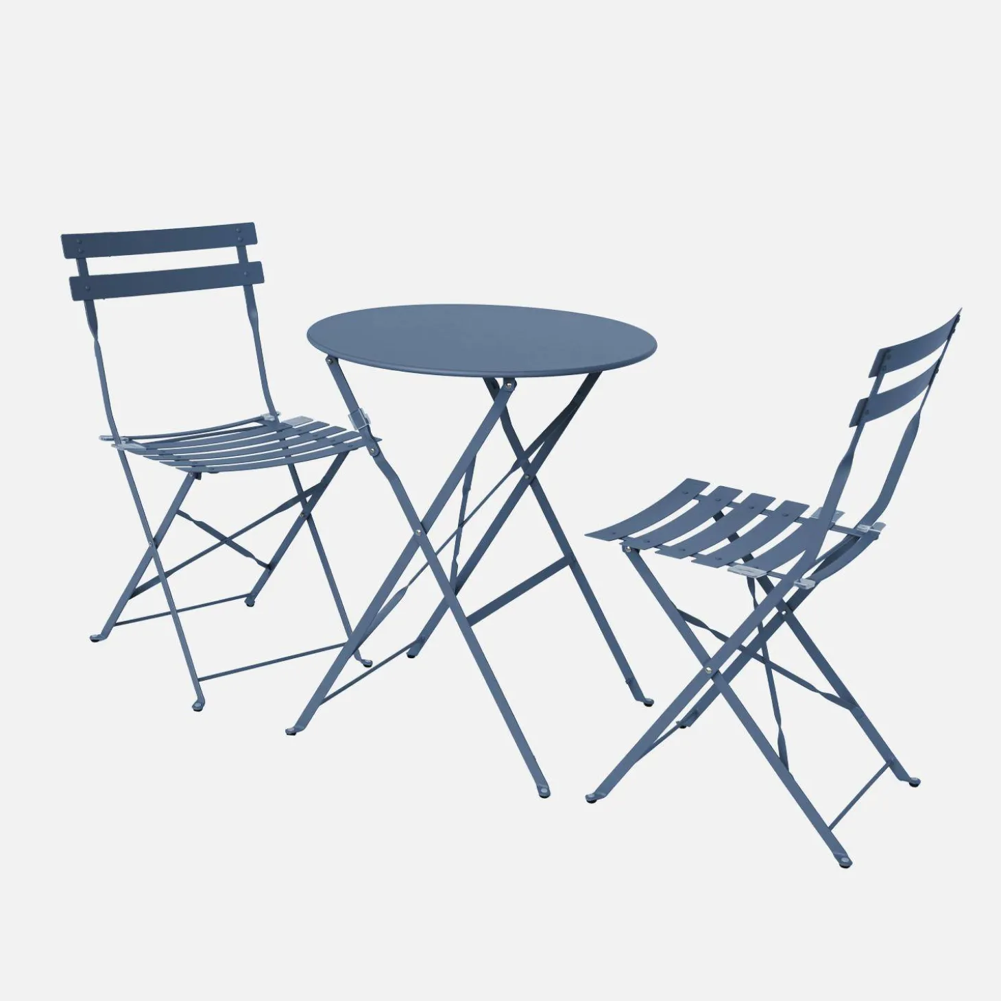 Round folding metal bistro garden table with 2 chairs
