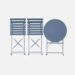 Round folding metal bistro garden table with 2 chairs