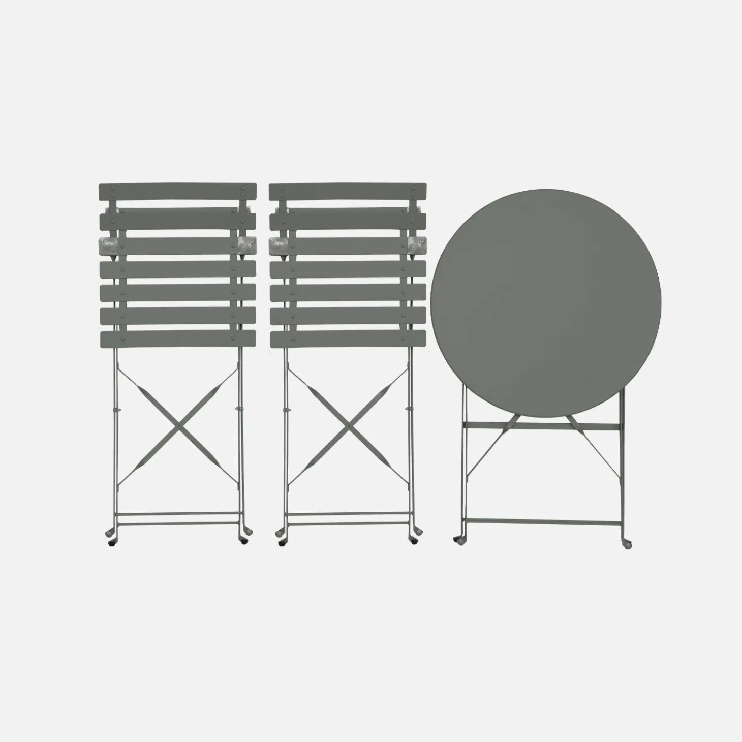 Round folding metal bistro garden table with 2 chairs