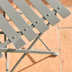Round folding metal bistro garden table with 2 chairs