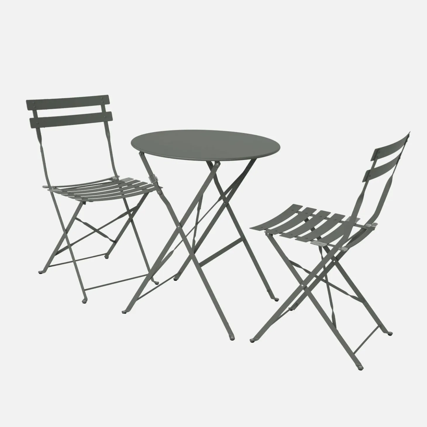 Round folding metal bistro garden table with 2 chairs