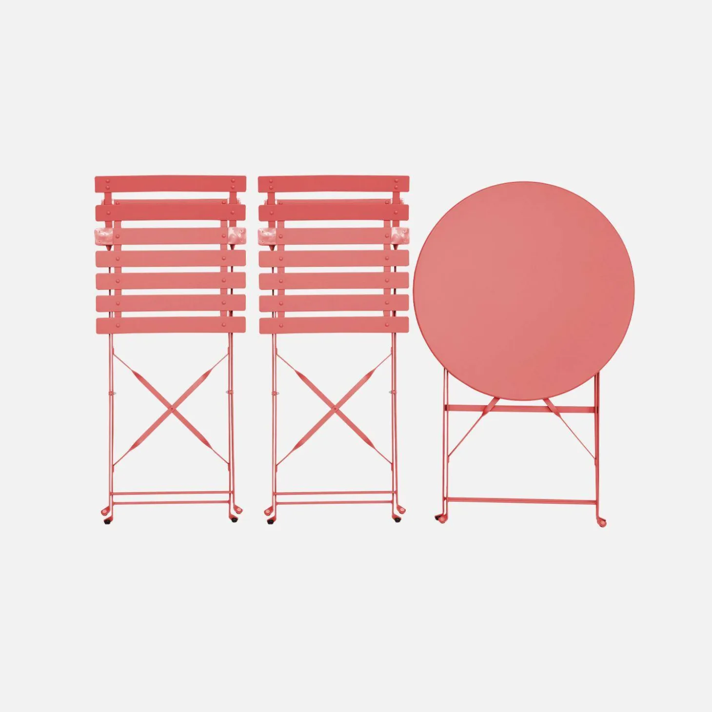 Round folding metal bistro garden table with 2 chairs