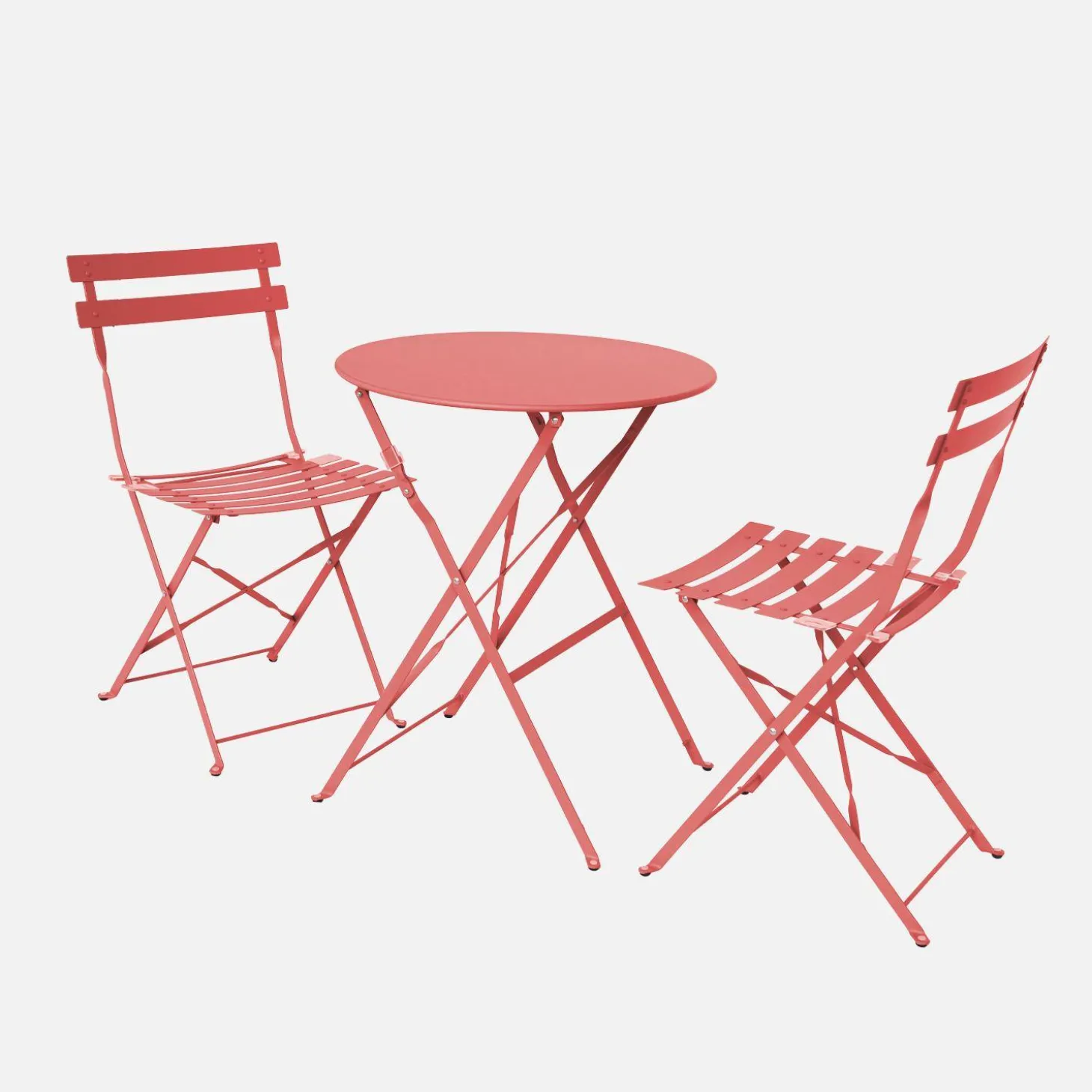Round folding metal bistro garden table with 2 chairs